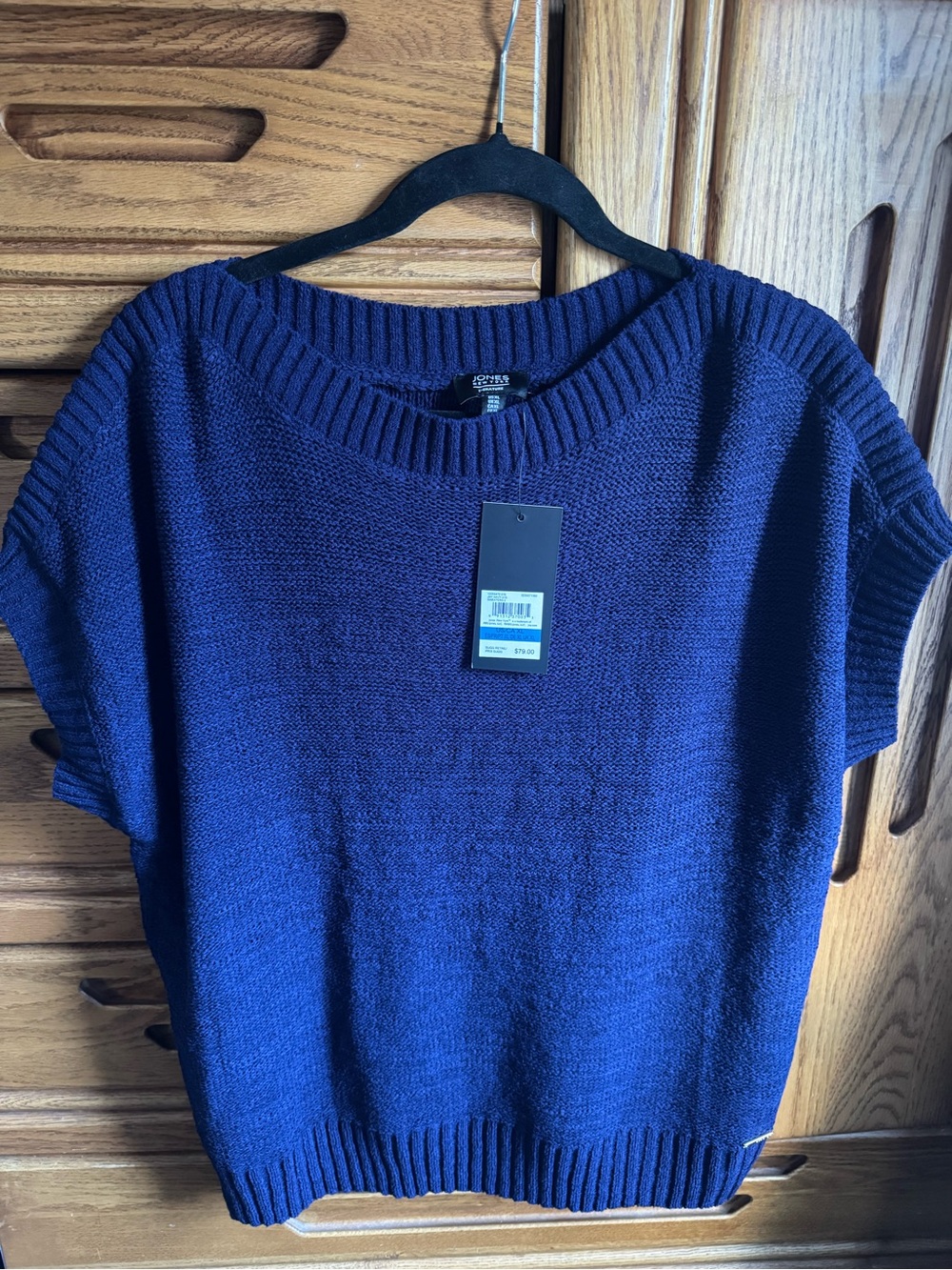 Jones New York Navy Short-Sleeve Knit Pullover size XL